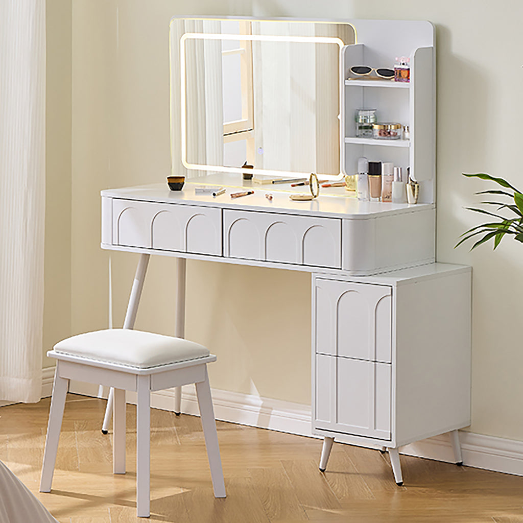 Modern Makeup Vanity Desk with LED Lights & Mirror