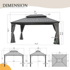 12' X 16' Hardtop Gazebo Outdoor Metal Gazebo