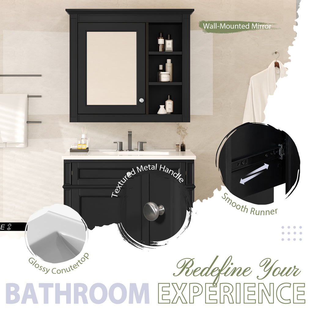 30" Bathroom Vanity with Top Sink and Storage Cabinet