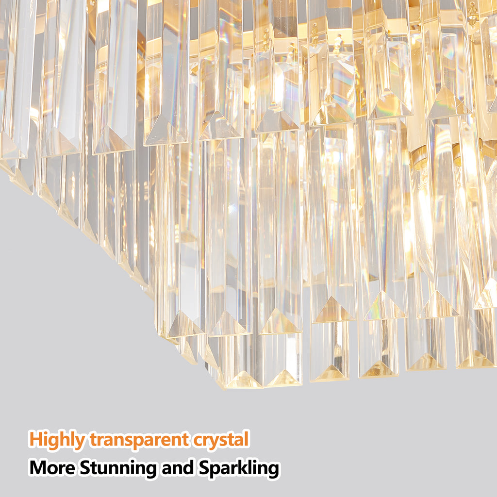Rectangular Crystal Chandelier Adjustable