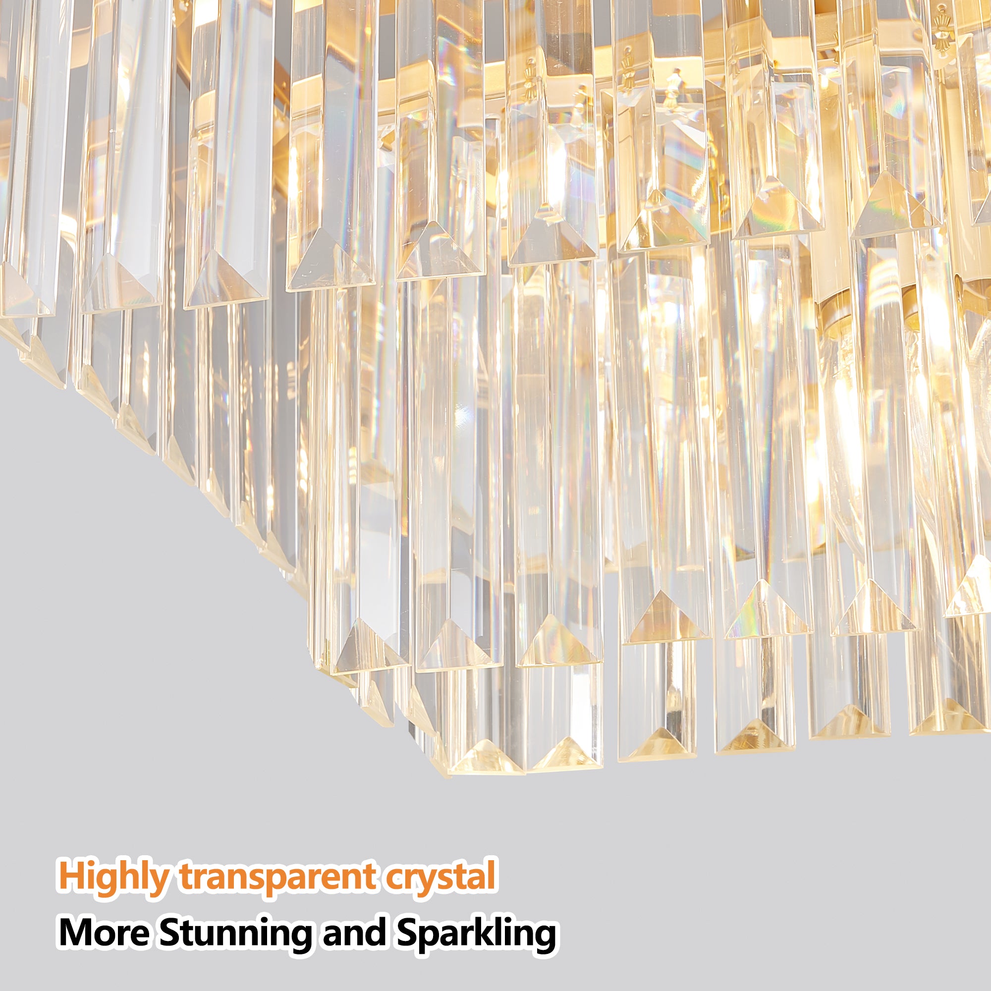 Rectangular Crystal Chandelier Adjustable