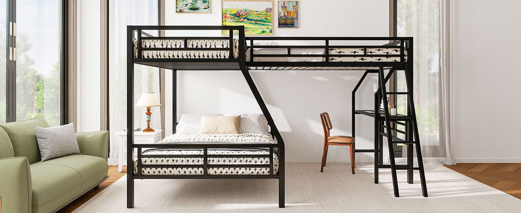 Twin over Full Bunk Bed with Loft Bed and Desk