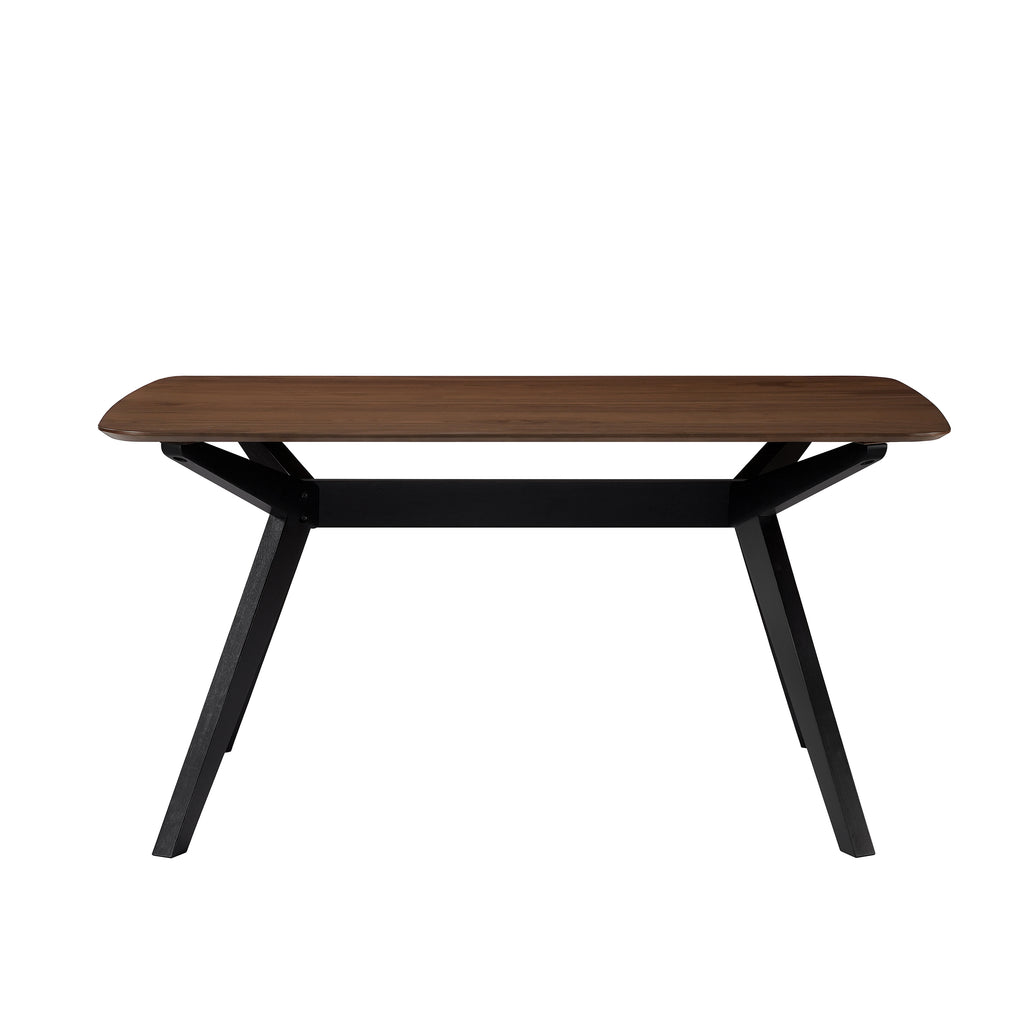 5-Piece Upholstered Dining Set With Rubberwood Frame, Grey+Walnut+Black