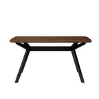 5-Piece Upholstered Dining Set With Rubberwood Frame, Grey+Walnut+Black