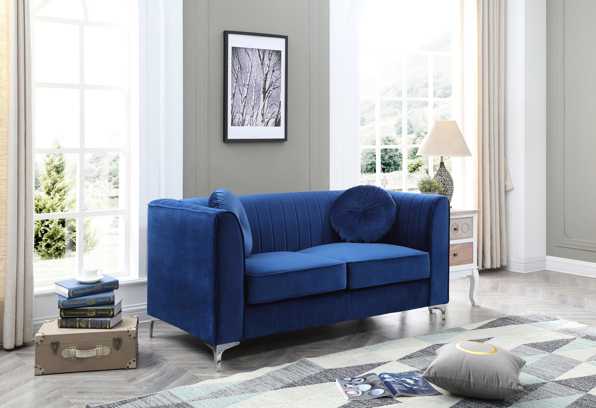 Glam Styled Micro Suede Loveseat