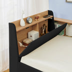 Twin Size Upholstery Velvet Day Bed with Storage Headboard