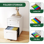 3-Drawer Wide Mobile File Cabinet with Lock