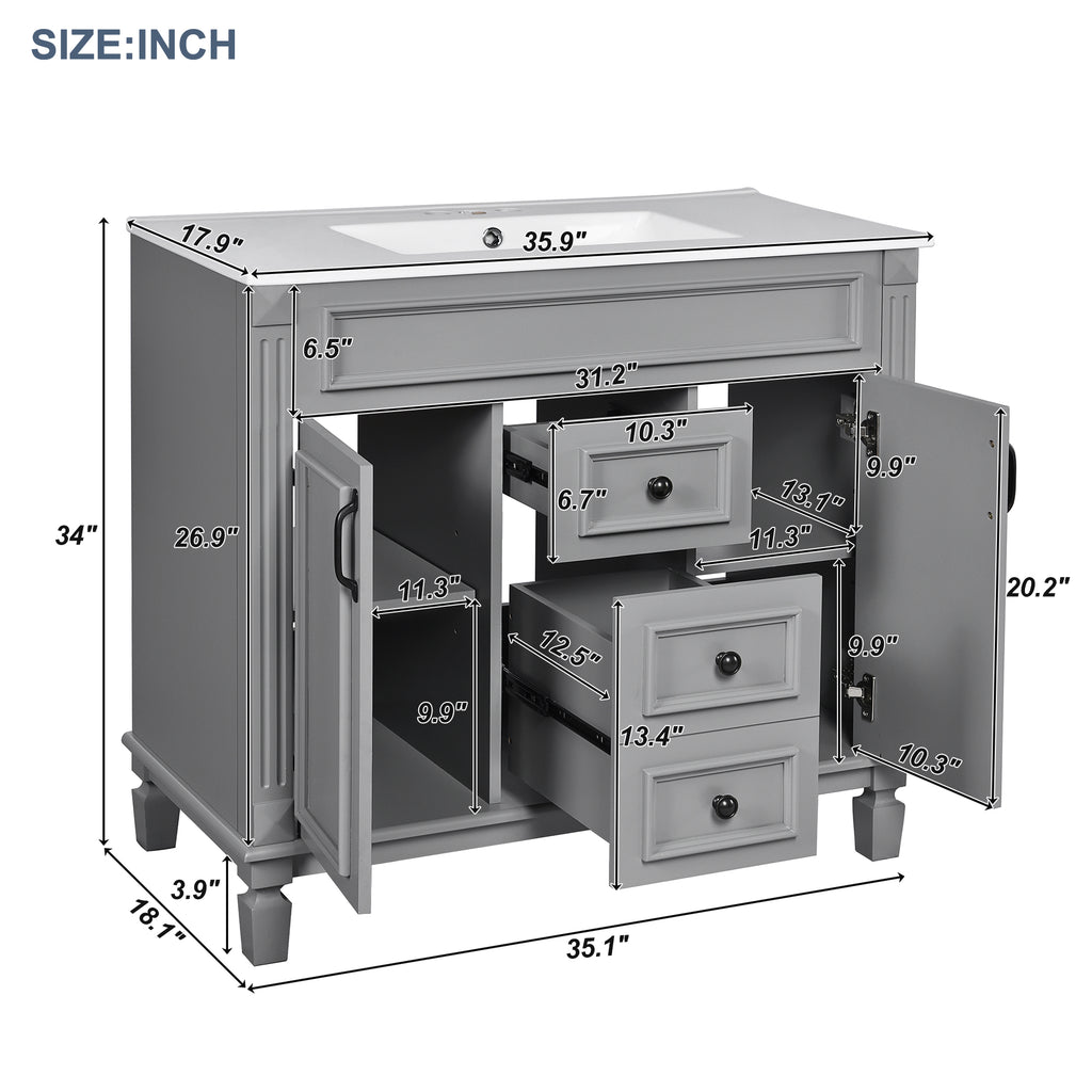 36" Bathroom Vanity with Top Sink
