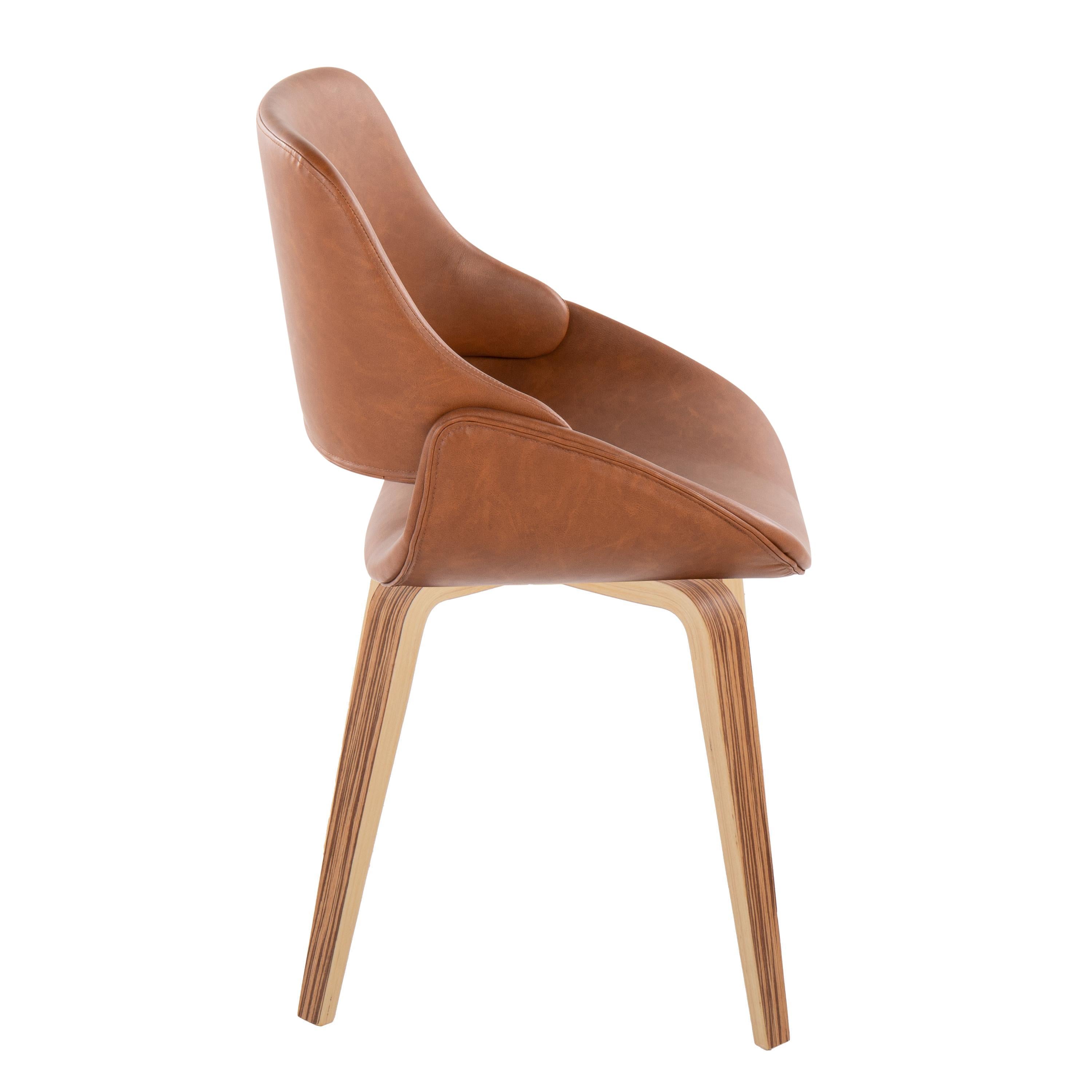 Mid-Century Modern Accent/Dining Chair Set in Zebra Wood