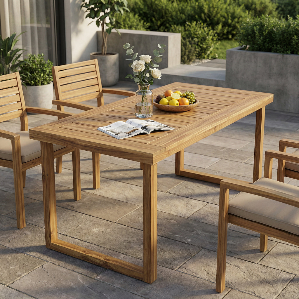 Outdoor 69" Acacia Wood Dining Table, Sandblast