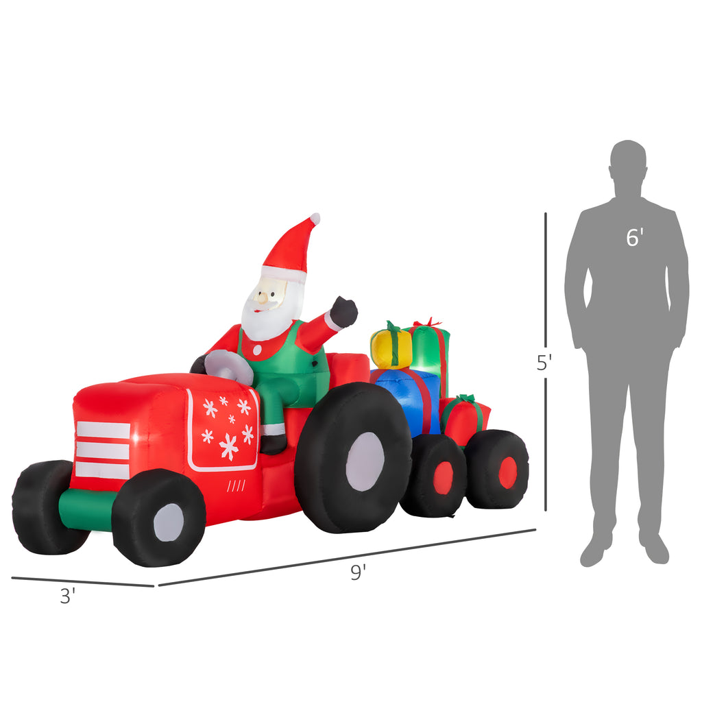 Inflatable Santa on Driving Trailer with Gift Load
