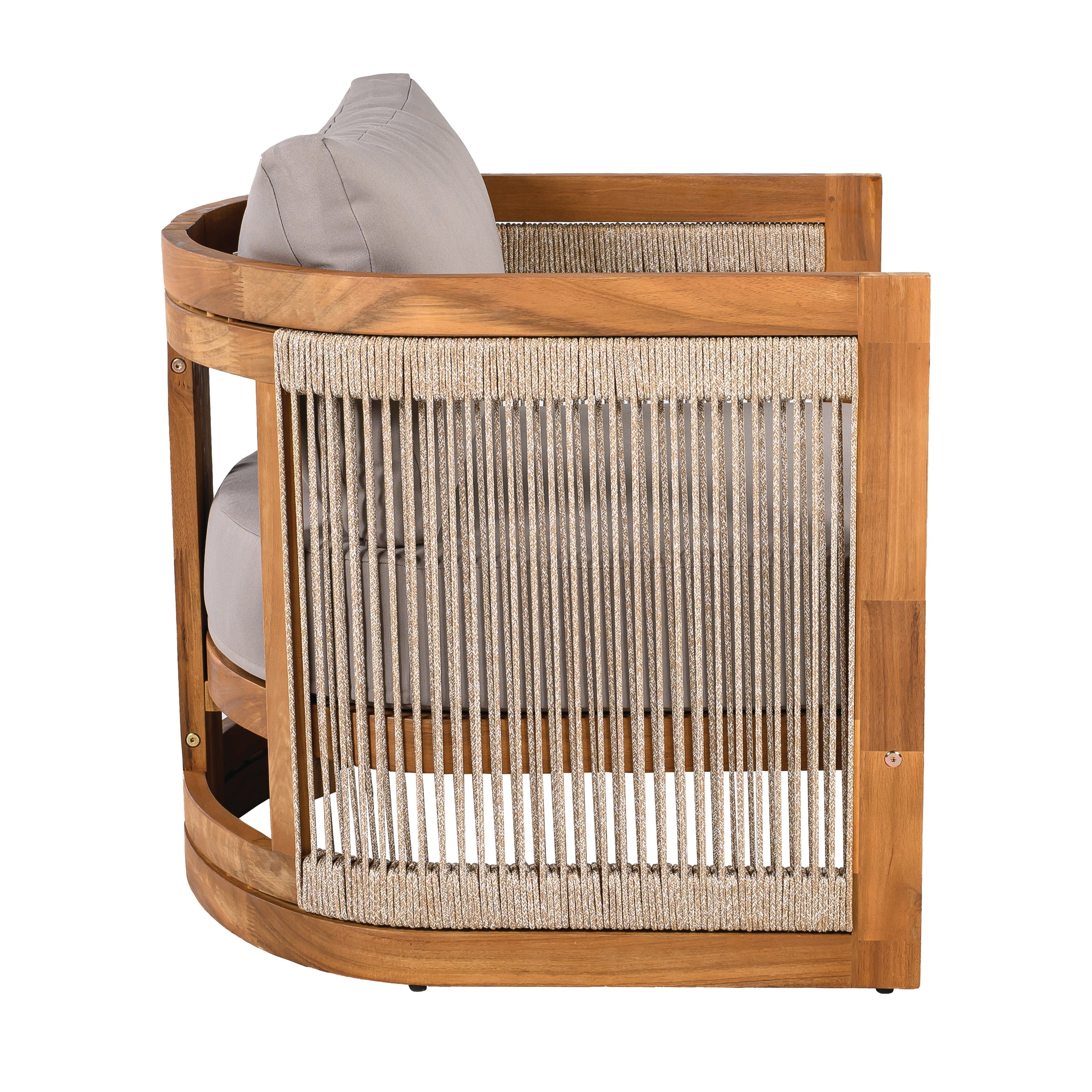 4-Piece Patio Seating Group with Acacia Wood and Woven Rope Accents