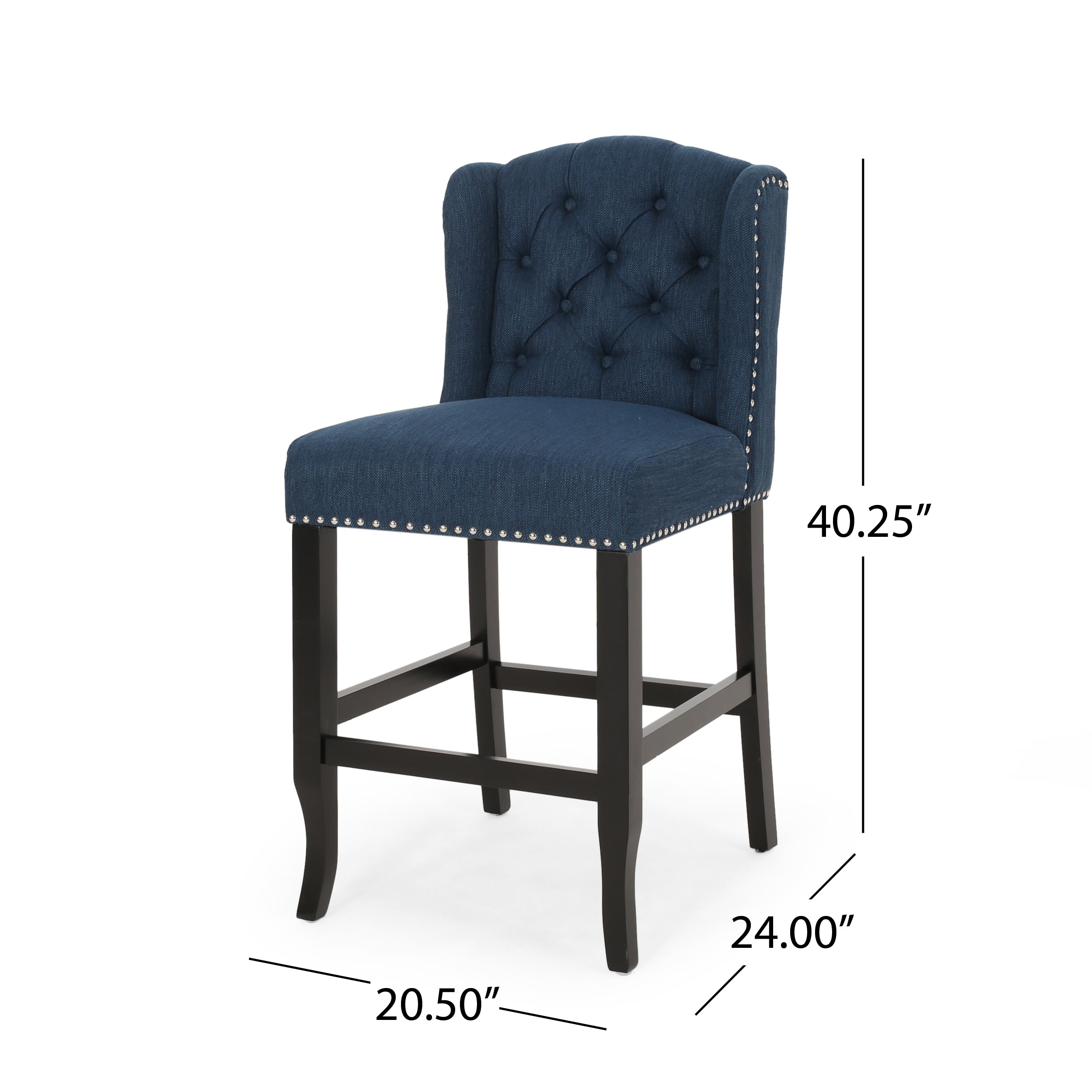Vienna Contemporary Fabric Tufted Wingback Counter Stools, Set of 2