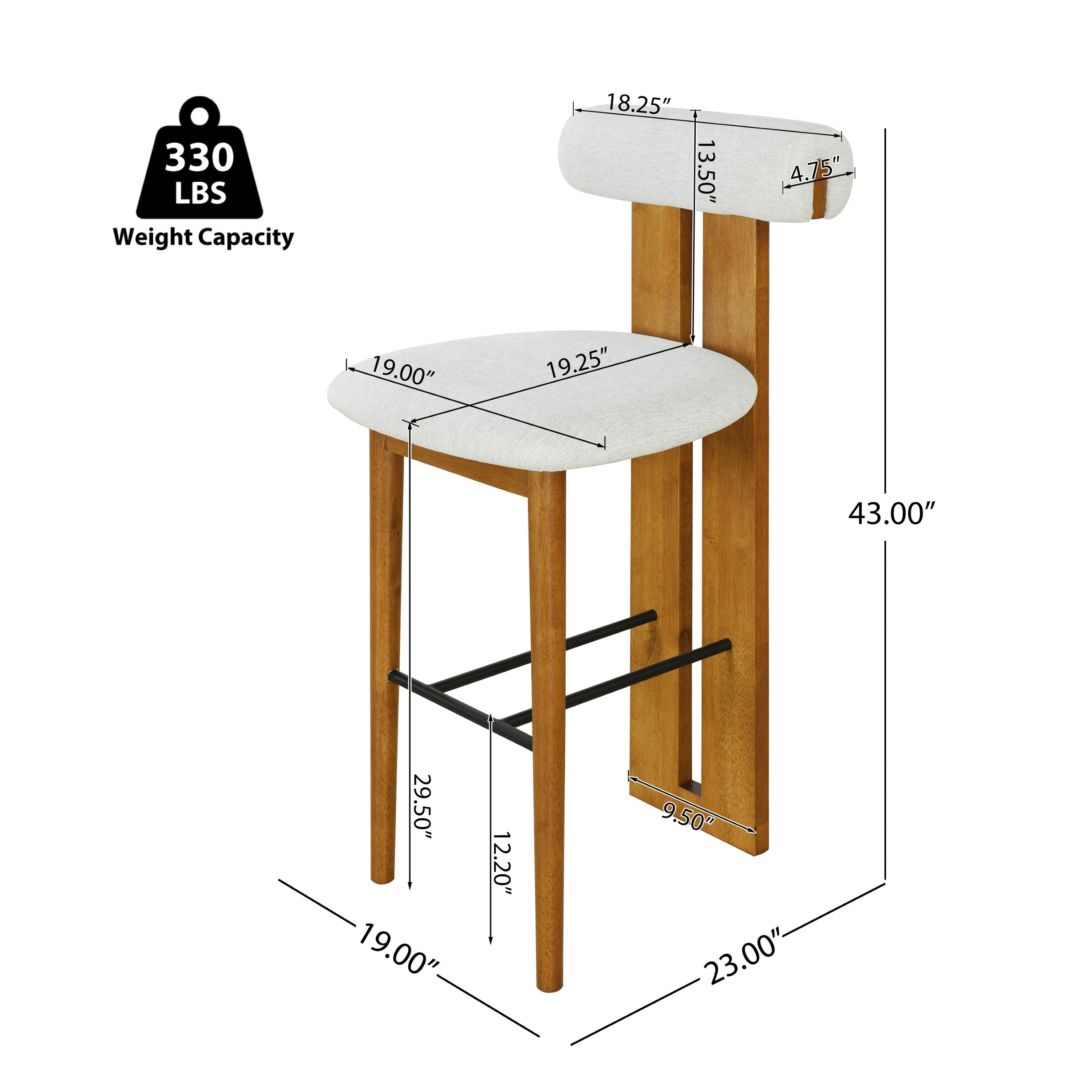 Renee Indoor Wooden Upholstered Barstool