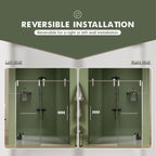 56"-60"W x 70"H Frameless Shower Door with Towel Bar