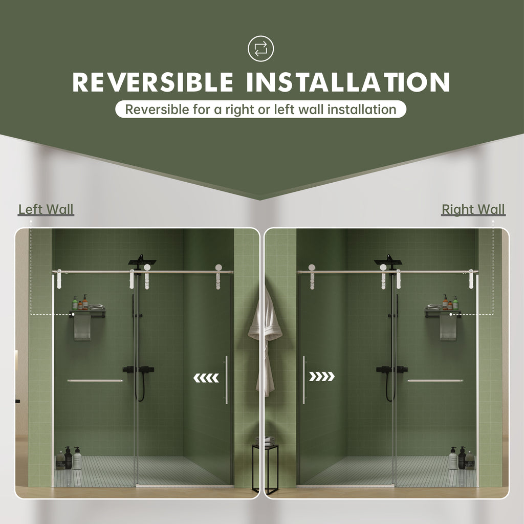 56"-60"W x 76"H Frameless Shower Door