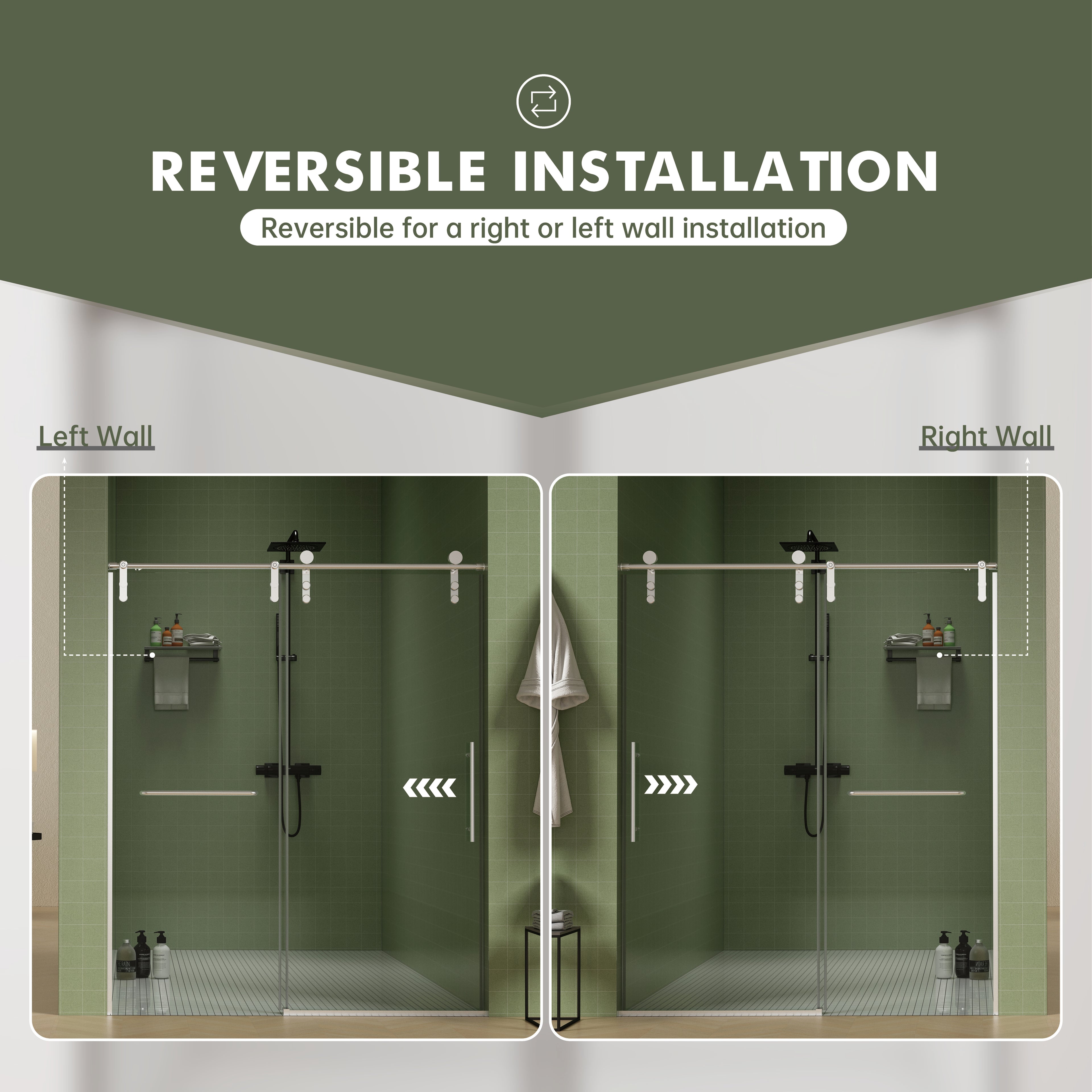 56"-60"W x 76"H Frameless Shower Door