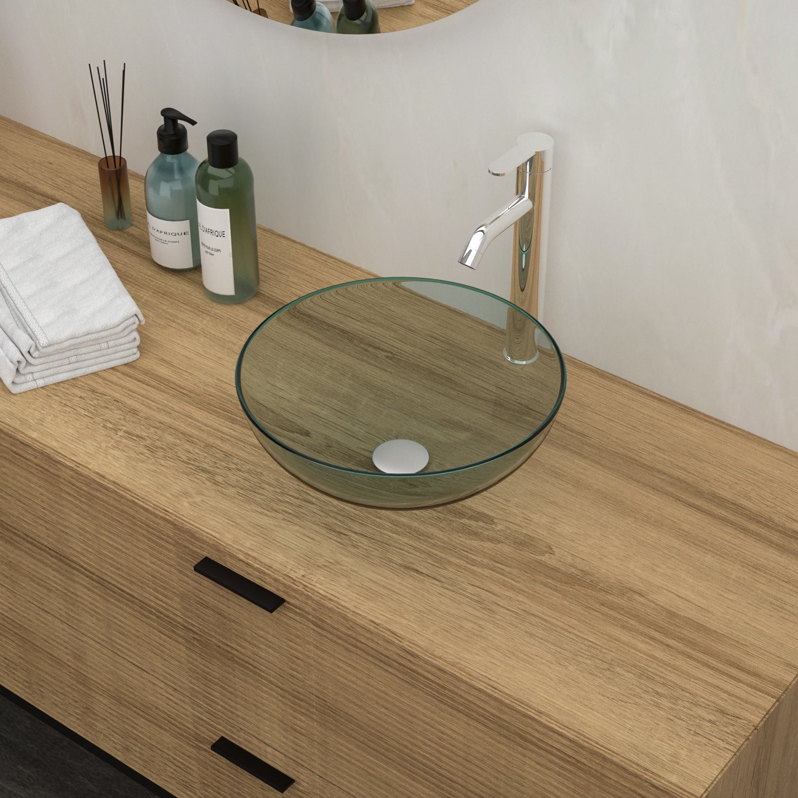 Bathroom Artistic Tempered Glass Vessel Sink