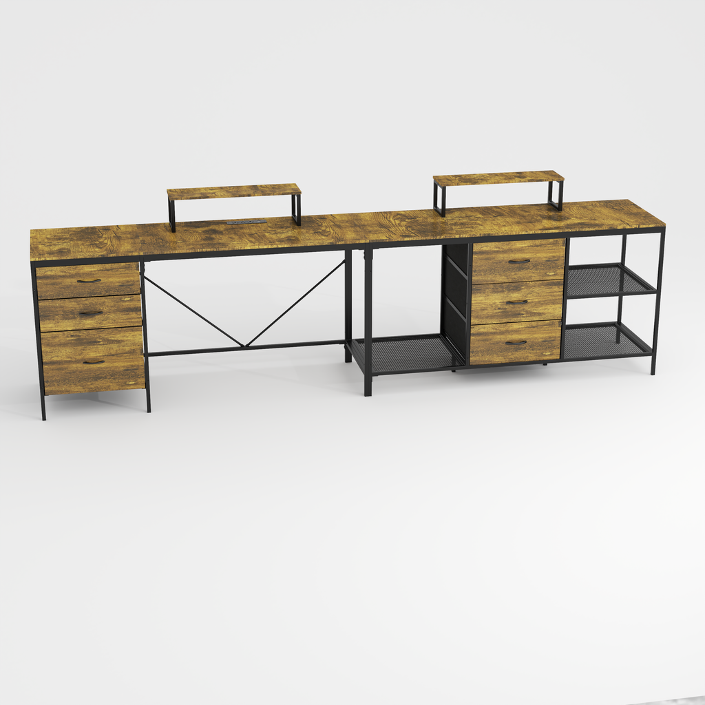 114 Inch L-Shaped Desk with Power Outlets & USB-C