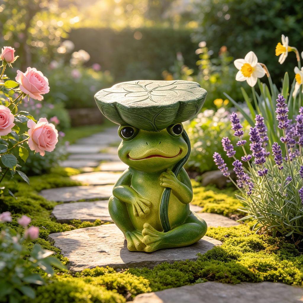 Frog Stool Garden Statue