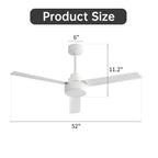 52" Ceiling Fan Without Light with Remote Control