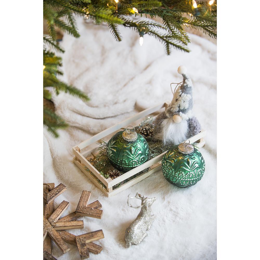 Christmas Ball Ornaments Glass Set of 6 Green Holiday Decor