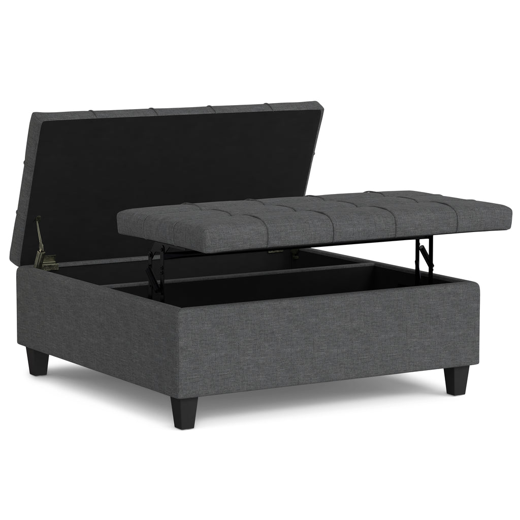 Harrison 40 Inch Wide Large Square Coffee Table Storage Ottoman