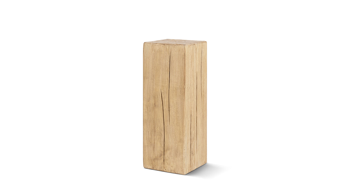 Umber 31.5-Inch Solid Reclaimed Pine Wood Side Table, Light Natural