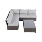 Fully Assembled 6 Piece Rattan Sofa Seating Group with Cushions