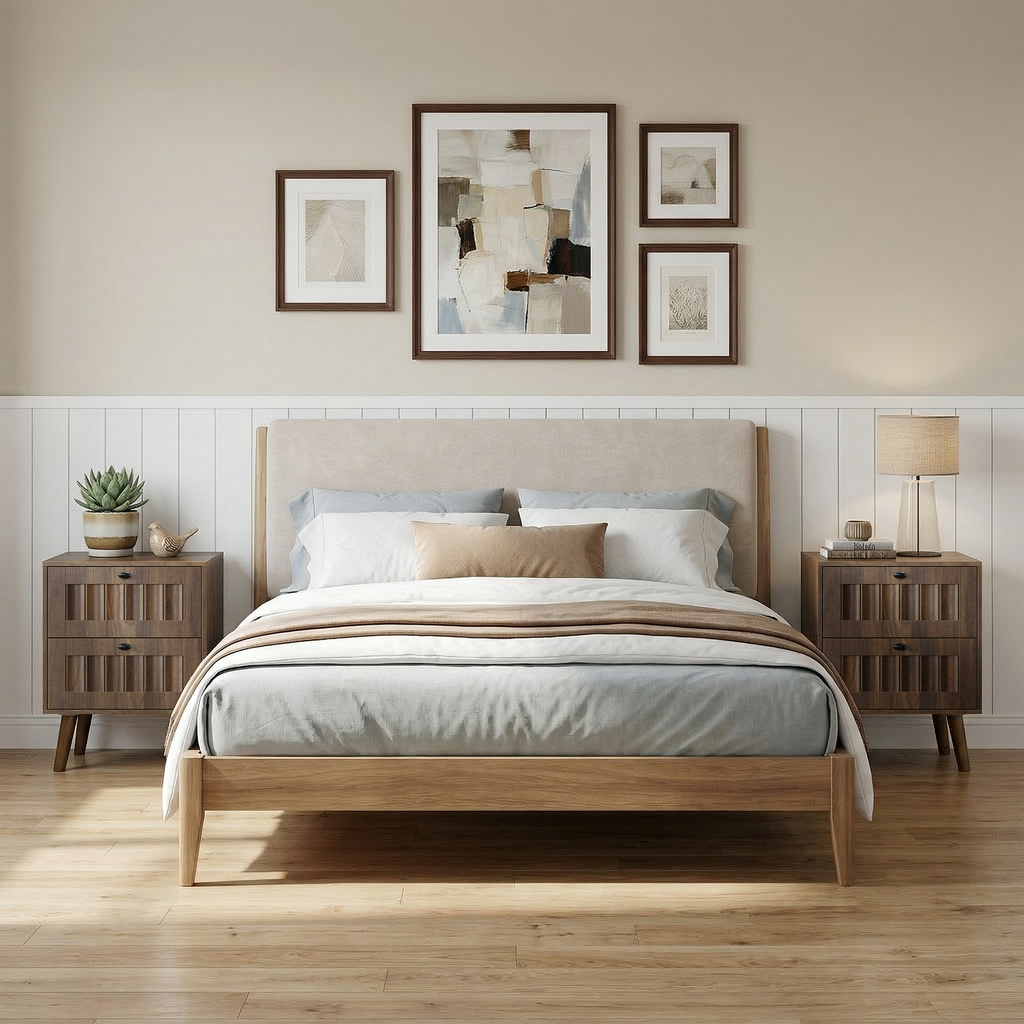 Medieval-Style Modern Double-Drawer Bedside Table