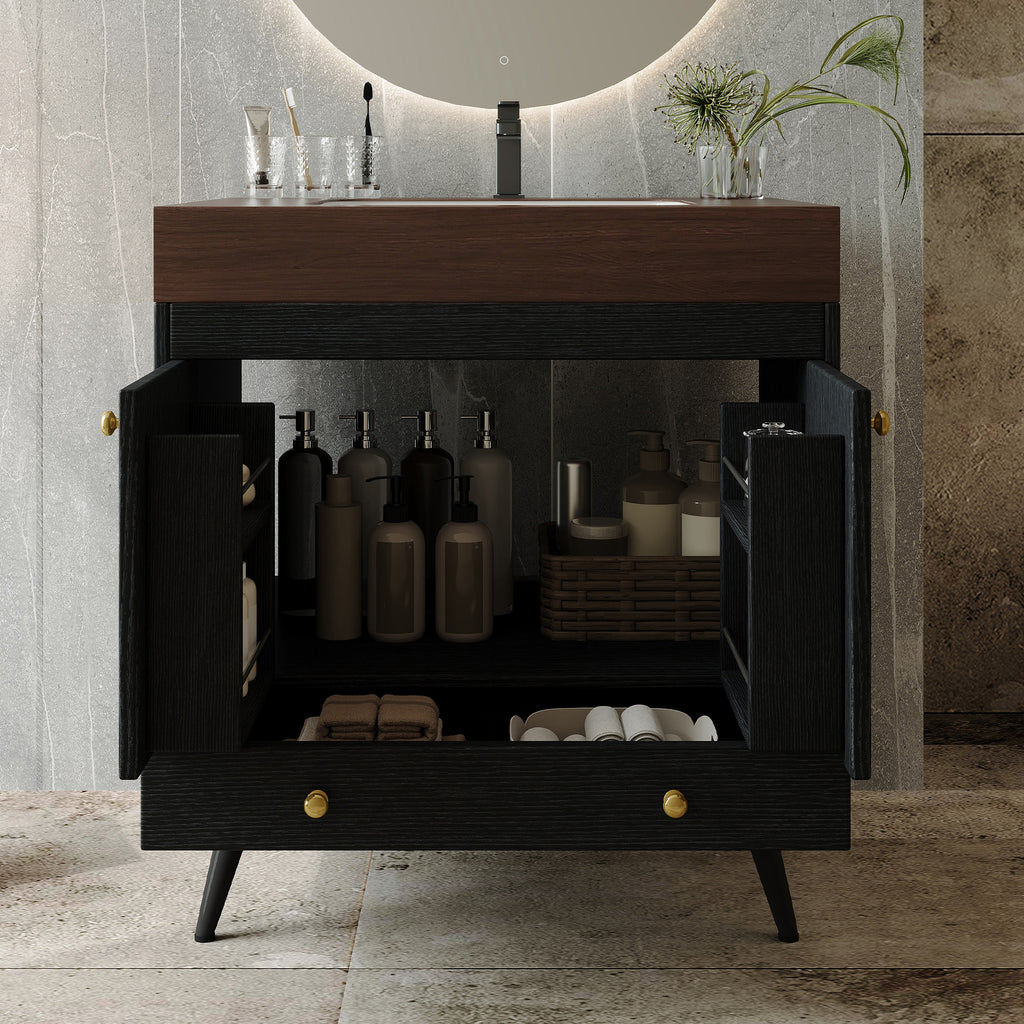 Contemporary Free-standing Bathroom Vanity with Faux Marble Top
