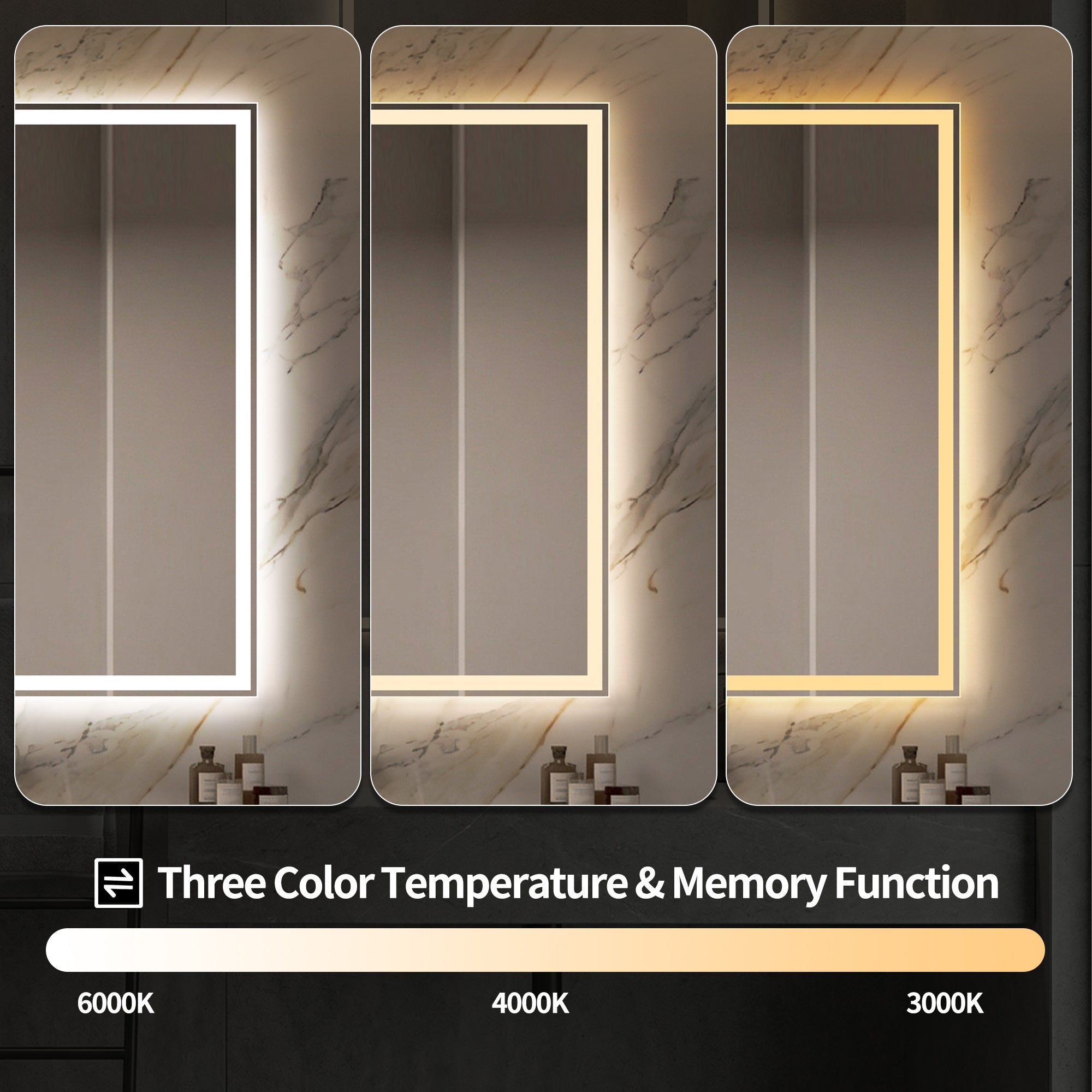 48 In. x 24 In. LED Bathroom Vanity Wall Mirror