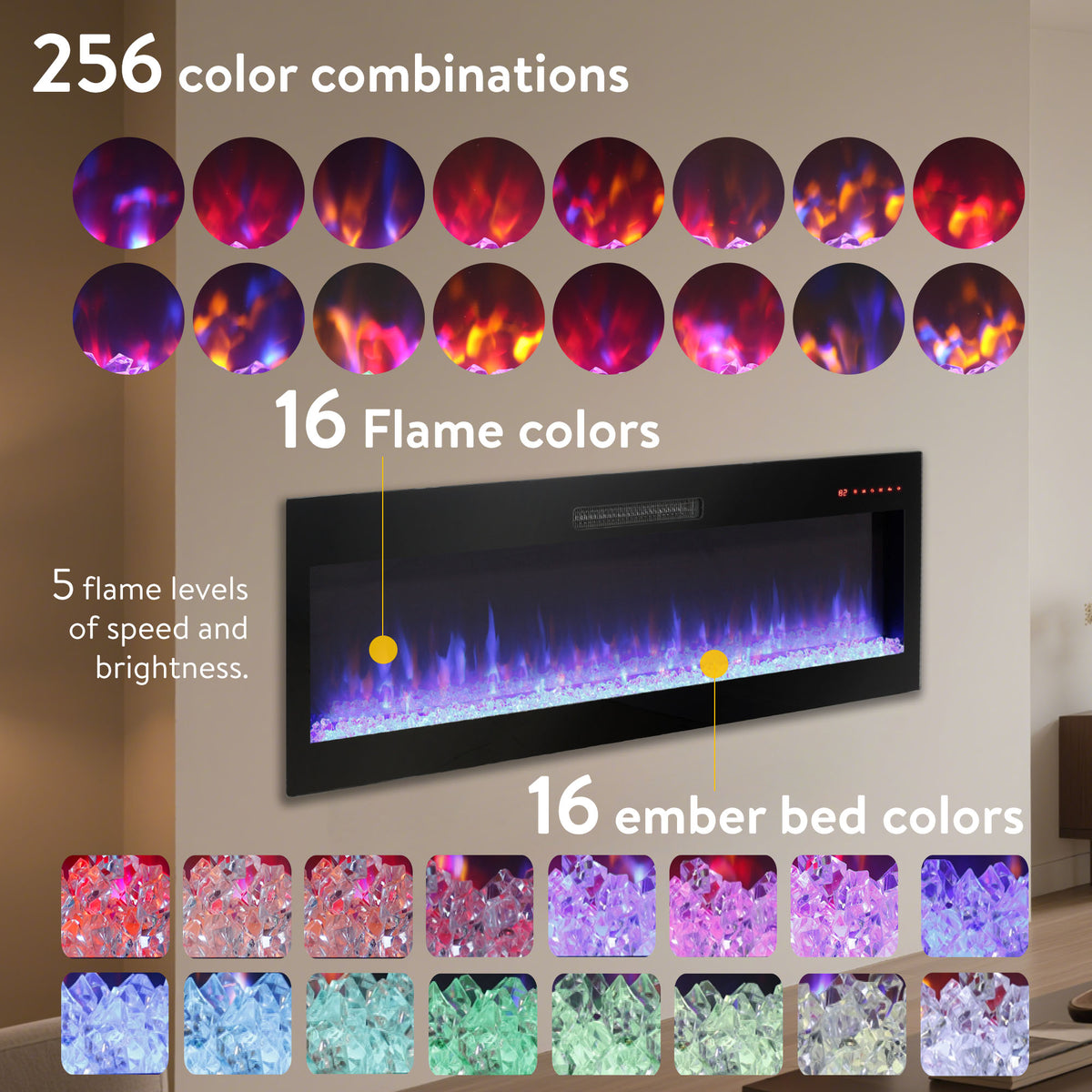 60 Inch Fireplace TV Stand for TVs up to 70"