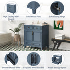 30'' Bathroom Vanity with Ceramic Sink and Soft Closing Doors