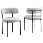 Contemporary Dining Chair Set of 2, Boucle Fabric Upholstered Kitchen Chair
