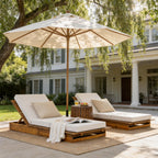 Acacia Wood Chaise Lounge with 4" Thick Cushion