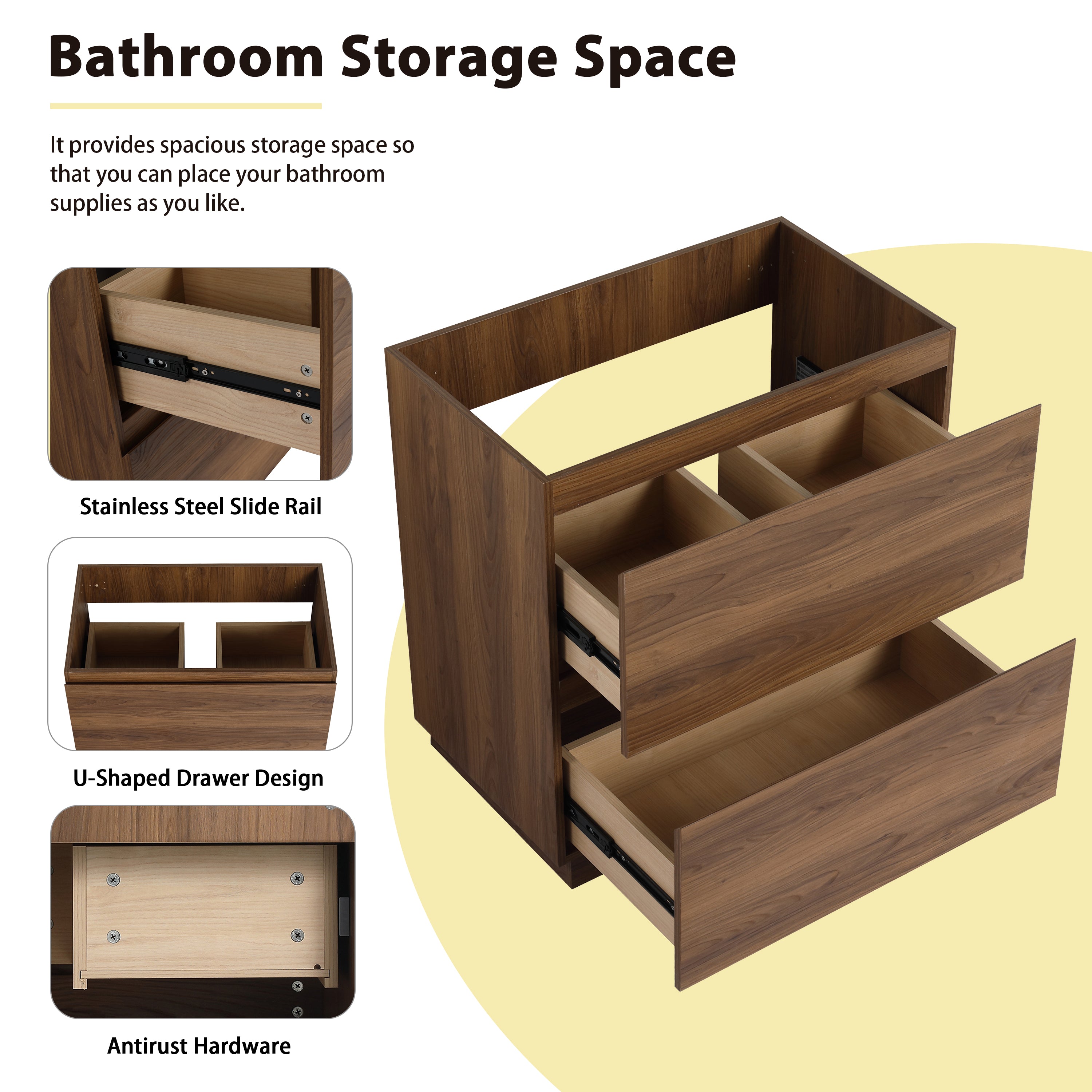 30" Modern Undermount Bathroom Sink Cabinet
