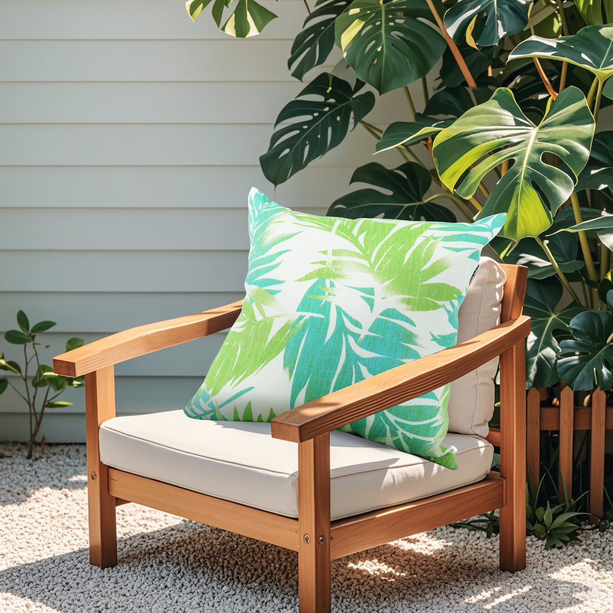 2 Pack Outdoor Pillow Covers - Tropical Palm Aqua