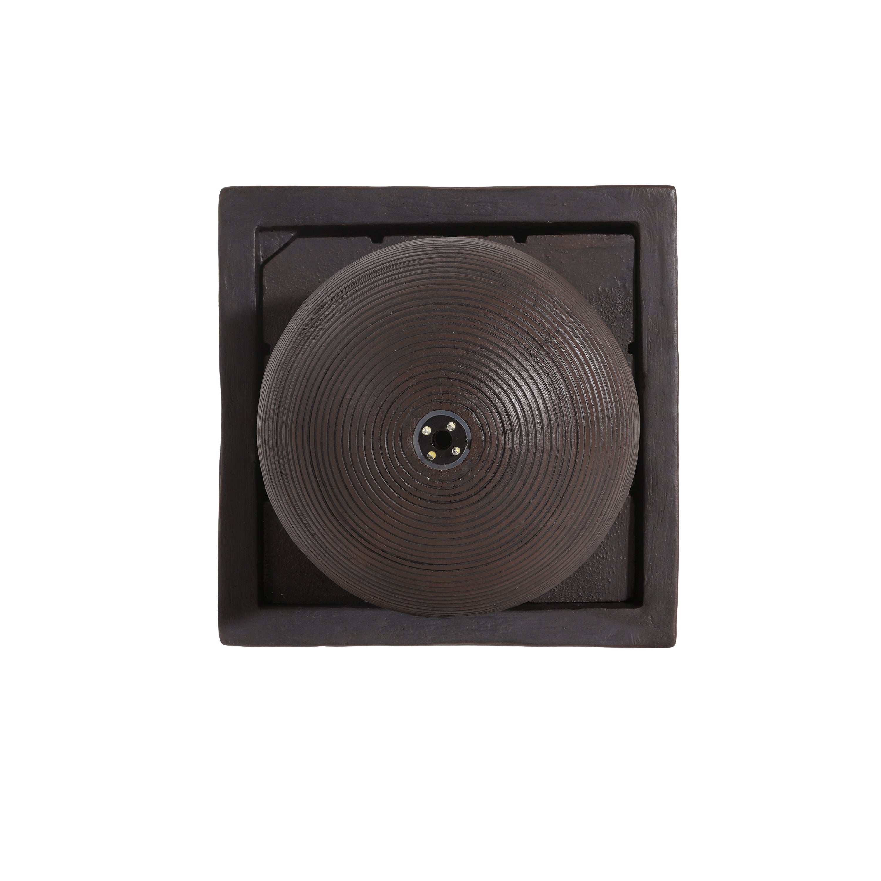 35.5' Dark Brown Concrete Tall Column Fountain with LED Lights