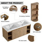 48" Wall-Mounted Bathroom Vanity With Double Sink and Storage Rack
