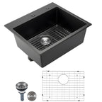 25 Inch Granite Kitchen Sink - Top Mount Single Bowl