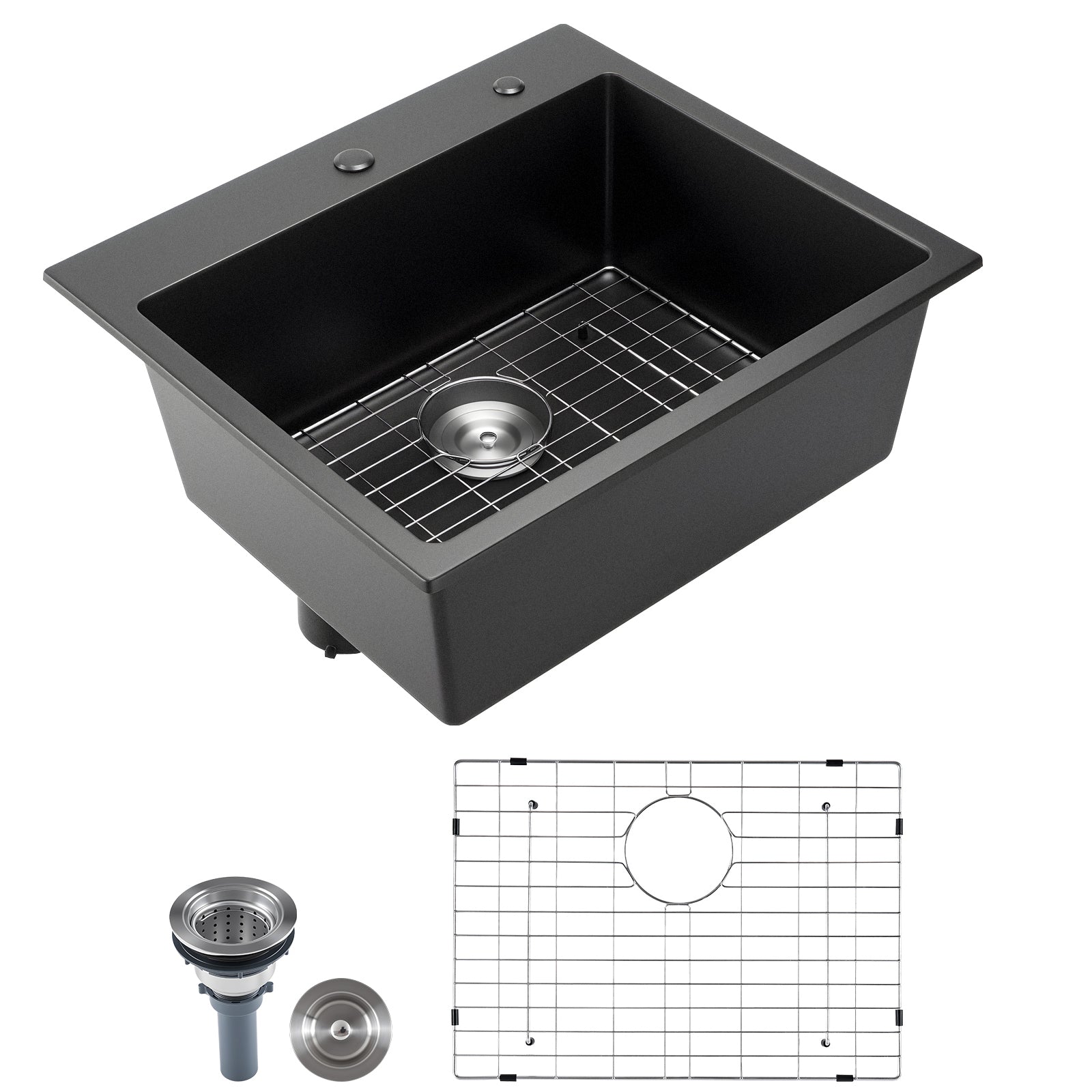 25 Inch Granite Kitchen Sink - Top Mount Single Bowl