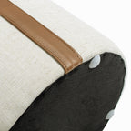 Brandy 14" Round Upholstered Storage Ottoman with Leather Accent