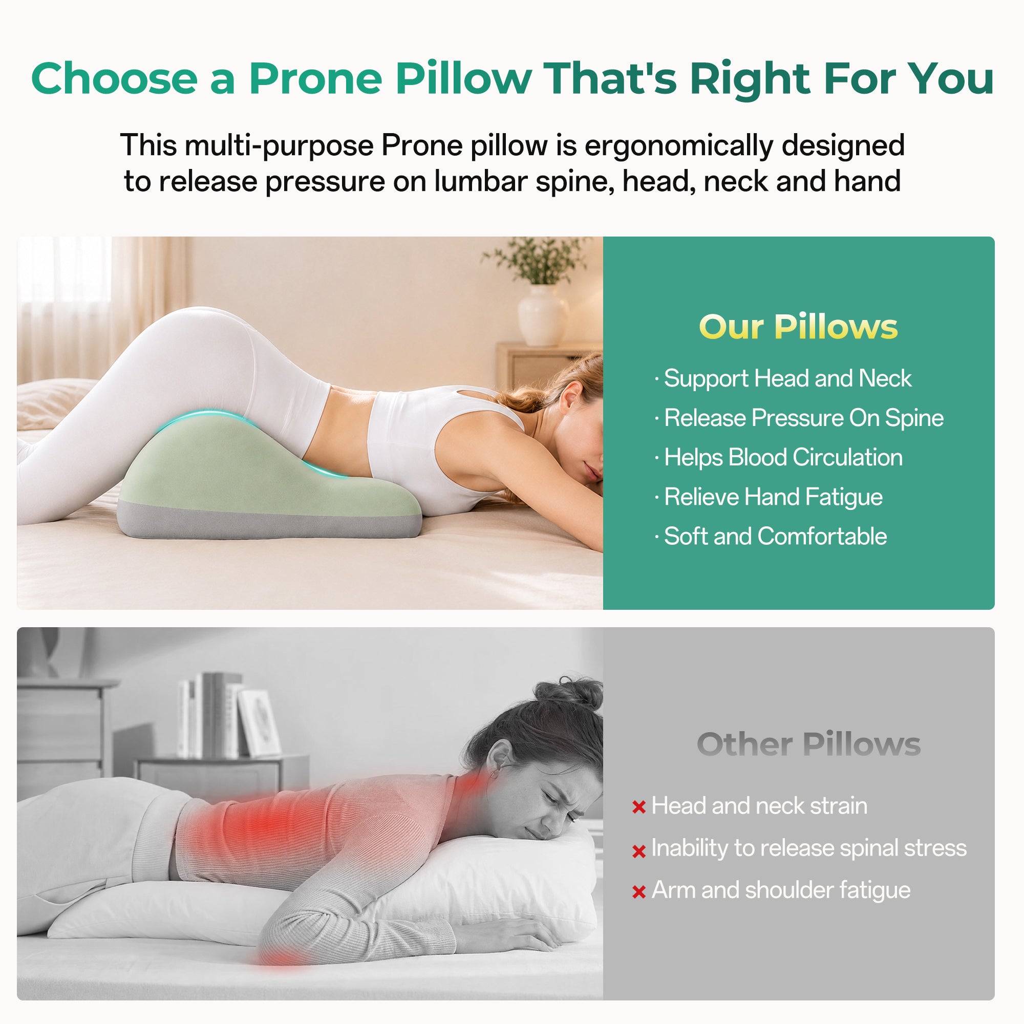 Ergonomic Memory Foam Support Pillow for Couples
