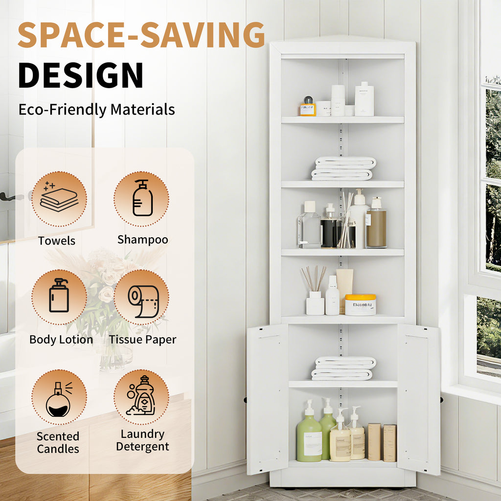 71" Tall Corner Storage Cabinet