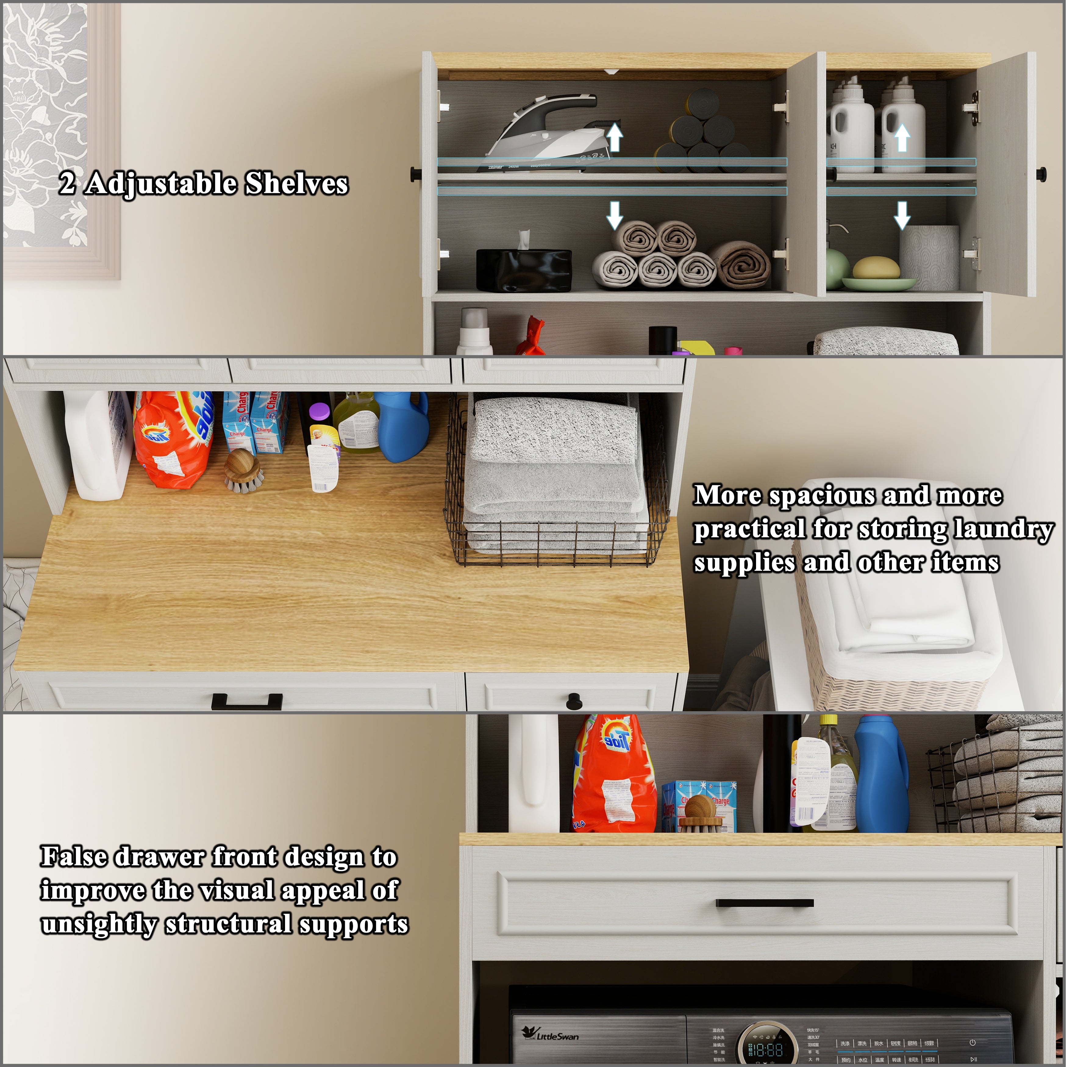 Over the Washer, Dryer and Robot Vacuum Storage Cabinet