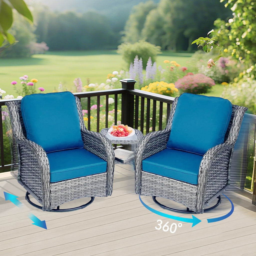 3 Piece Wicker Patio Furniture Set