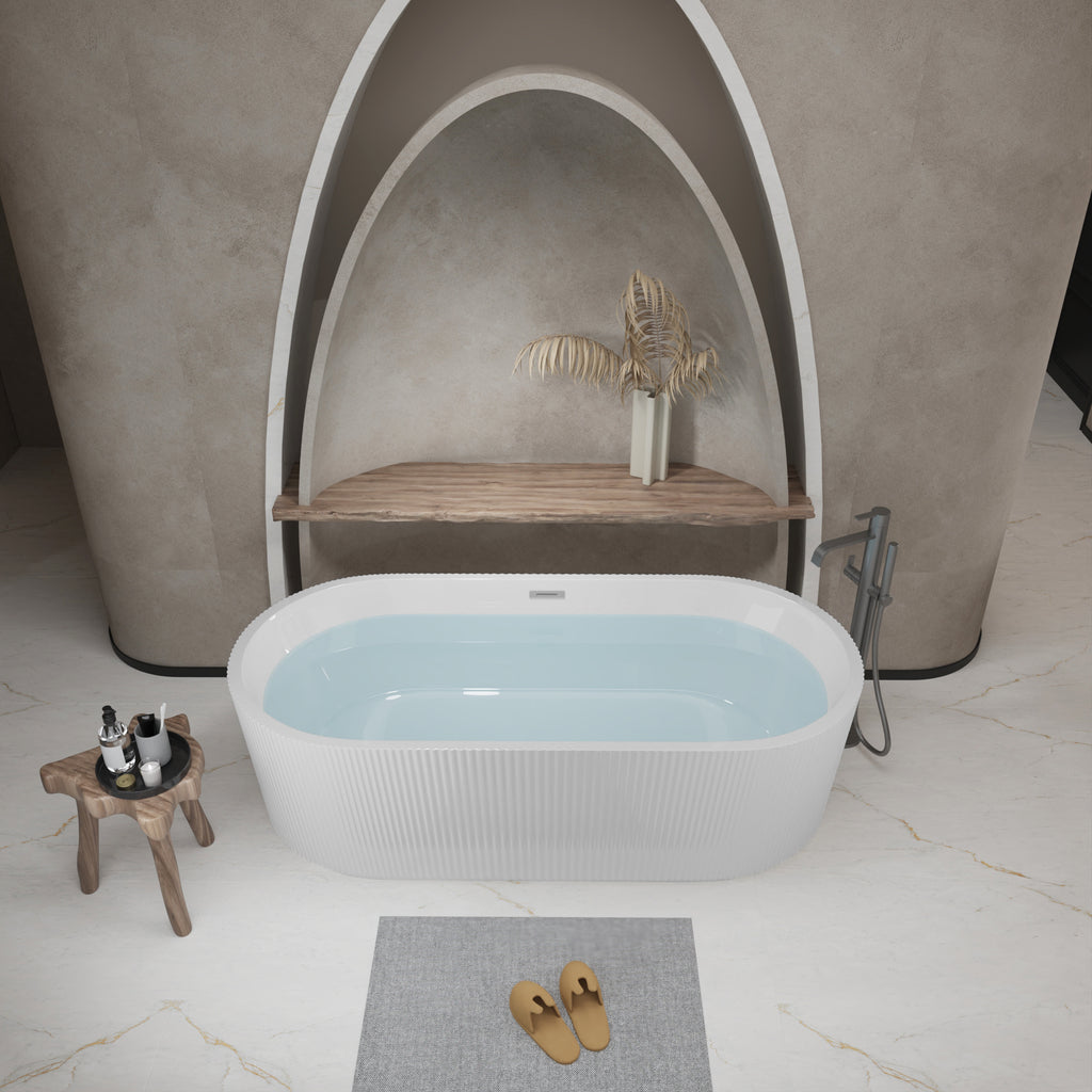 59" Linear Acrylic Freestanding Bathtub