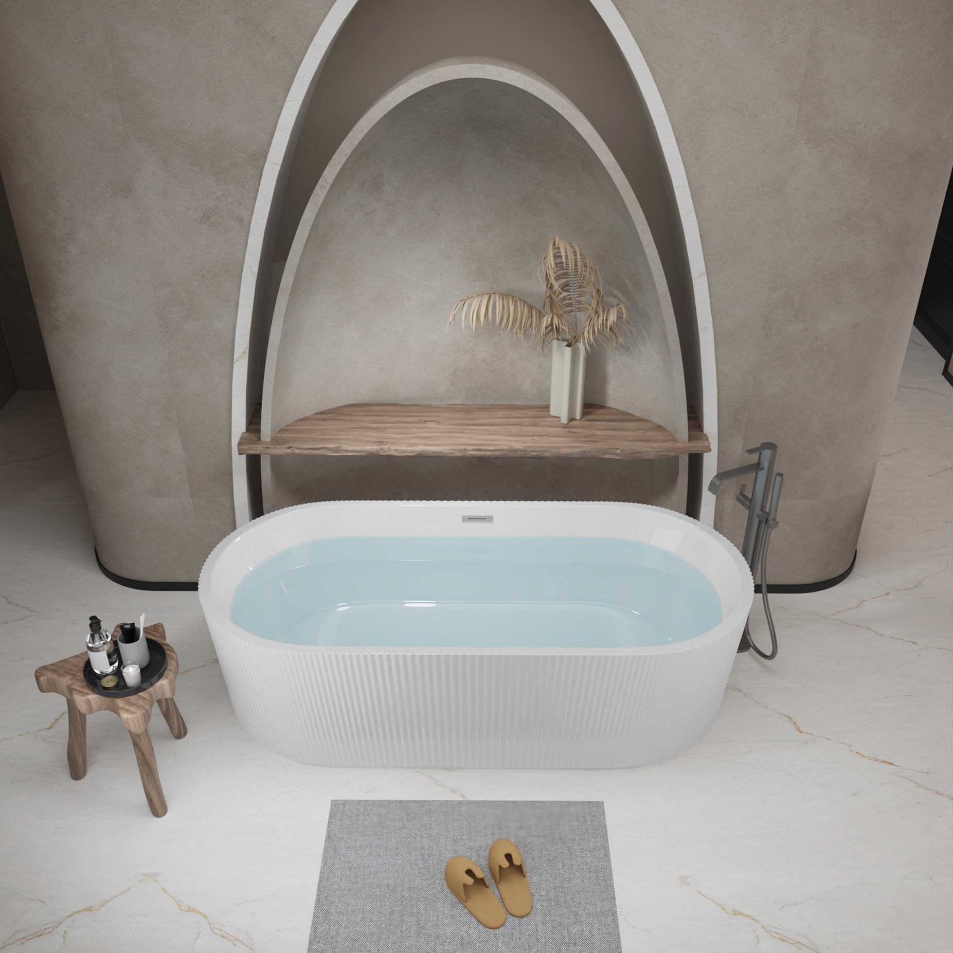 59" Linear Acrylic Freestanding Bathtub