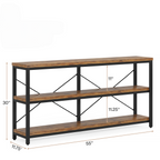 55” Industrial Console Table with Storage Shelves – Rustic